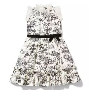 Janie and Jack Ruffle Trim Toile Dress Black and White with matching bag!